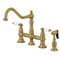 Kingston Brass KS3277PLBS Restoration 8" Bridge Kitchen Faucet W/Sprayer, Brass KS3277PLBS - alternate 1